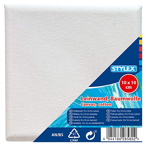 Stylex 28580 - Keilrahmen 10 x 10 cm, mit Leinwand aus 100 % Baumwollgewebe bespannt, grundiert, rückseitig geheftet, für Öl-, Acryl- und Temperafarben, Gouache - Malerei Stylex 28580 - Keilrahmen 10 x 10 cm, mit Leinwand aus 100 % Baumwollgewebe bespannt, grundiert, rückseitig geheftet, für Öl-, Acryl- und Temperafarben, Gouache - Malerei von Stylex