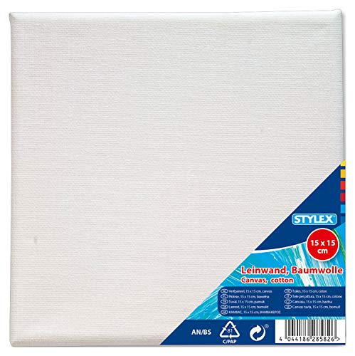 Stylex 28582 - Keilrahmen 15 x 15 cm, mit Leinwand aus 100 % Baumwollgewebe bespannt, grundiert, rückseitig geheftet, für Öl-, Acryl- und Temperafarben, Gouache - Malerei Stylex 28582 - Keilrahmen 15 x 15 cm, mit Leinwand aus 100 % Baumwollgewebe bespannt, grundiert, rückseitig geheftet, für Öl-, Acryl- und Temperafarben, Gouache - Malerei von Stylex