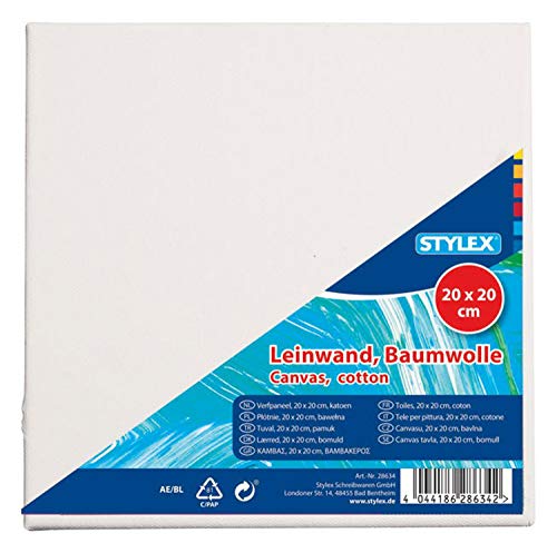 Stylex 28634 - Keilrahmen 20 x 20 cm, mit Leinwand aus 100 % Baumwollgewebe bespannt, grundiert, rückseitig geheftet, für Öl-, Acryl- und Temperafarben, Gouache - Malerei Stylex 28634 - Keilrahmen 20 x 20 cm, mit Leinwand aus 100 % Baumwollgewebe bespannt, grundiert, rückseitig geheftet, für Öl-, Acryl- und Temperafarben, Gouache - Malerei von Stylex