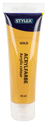 Stylex 28638 - Acrylfarbe auf Wasserbasis, 83 ml Tube in gold, matt, hohe Deck- und Farbkraft, lichtbeständig, schnelltrocknend und wasserfest von Stylex