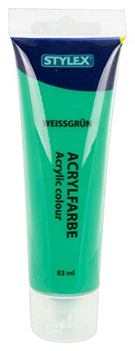 Stylex 28643 - Acrylfarbe auf Wasserbasis, 83 ml Tube in weißgrün, matt, hohe Deck- und Farbkraft, lichtbeständig, schnelltrocknend und wasserfest von Stylex