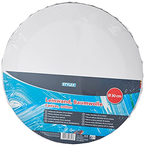 Stylex 28658 - Keilrahmen rund, ᴓ 30 cm, mit Leinwand aus 100 % Baumwollgewebe bespannt, grundiert, rückseitig geheftet, für Öl-, Acryl- und Temperafarben, Gouache - Malerei Stylex 28658 - Keilrahmen rund, ᴓ 30 cm, mit Leinwand aus 100 % Baumwollgewebe bespannt, grundiert, rückseitig geheftet, für Öl-, Acryl- und Temperafarben, Gouache - Malerei von Stylex
