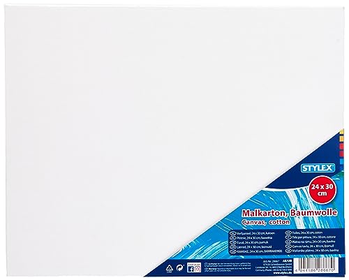 Stylex 28667 - Malkarton, 24 x 30 cm, Karton 3 mm stark, mit 100 Prozent Baumwollgewebe bespannt, weiß grundiert, für Öl-, Acryl- und Temperafarben, Gouache - Malerei und Serviettentechnik Stylex 28667 - Malkarton, 24 x 30 cm, Karton 3 mm stark, mit 100 Prozent Baumwollgewebe bespannt, weiß grundiert, für Öl-, Acryl- und Temperafarben, Gouache - Malerei und Serviettentechnik von Stylex