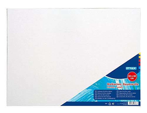 Stylex 28668 - Malkarton, 30 x 40 cm, Karton 3 mm stark, mit 100 Prozent Baumwollgewebe bespannt, weiß grundiert, für Öl-, Acryl- und Temperafarben, Gouache - Malerei und Serviettentechnik Stylex 28668 - Malkarton, 30 x 40 cm, Karton 3 mm stark, mit 100 Prozent Baumwollgewebe bespannt, weiß grundiert, für Öl-, Acryl- und Temperafarben, Gouache - Malerei und Serviettentechnik von Stylex
