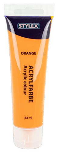 Stylex 28689 - Acrylfarbe auf Wasserbasis, 83 ml Tube in orange, matt, hohe Deck- und Farbkraft, lichtbeständig, schnelltrocknend und wasserfest von Stylex