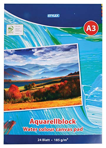 Stylex 28691 - Aquarellblock DIN A3, 24 Blatt 185 g/m², mit Kopfleimung, ideal für Amateur- und professionelle Künstler gleichermaßen Stylex 28691 - Aquarellblock DIN A3, 24 Blatt 185 g/m², mit Kopfleimung, ideal für Amateur- und professionelle Künstler gleichermaßen von Stylex