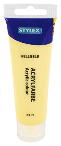 Stylex 28760 - Acrylfarbe auf Wasserbasis, 83 ml Tube in pastellgelb, matt, hohe Deck- und Farbkraft, lichtbeständig, schnelltrocknend und wasserfest von Stylex