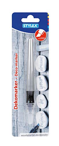 Stylex 32811 - Permanentmarker silber, permanent und wasserfest, abgeschrägte Malspitze mit Strichstärke ca. 1 - 4 mm, mit Pumpsystem, zum Dekorieren, Verzieren und Gestalten Stylex 32811 - Permanentmarker silber, permanent und wasserfest, abgeschrägte Malspitze mit Strichstärke ca. 1 - 4 mm, mit Pumpsystem, zum Dekorieren, Verzieren und Gestalten von Stylex