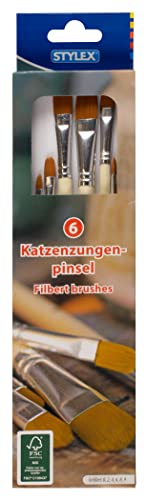 Stylex 35000 - Pinsel Katzenzungen, für Acryltechniken, Ölmalereien, Konturen und Flächen, 6er Set Stylex 35000 - Pinsel Katzenzungen, für Acryltechniken, Ölmalereien, Konturen und Flächen, 6er Set von Stylex