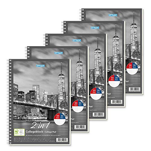 Stylex 40032-P5 DIN A4 Duo Spiral-Collegeblock 5-er Packung, Kariert und Liniert Stylex 40032-P5 DIN A4 Duo Spiral-Collegeblock 5-er Packung, Kariert und Liniert von Stylex