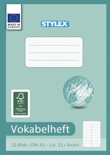 Stylex 41205 Vokabelheft A5, 32 Blatt, liniert von Stylex