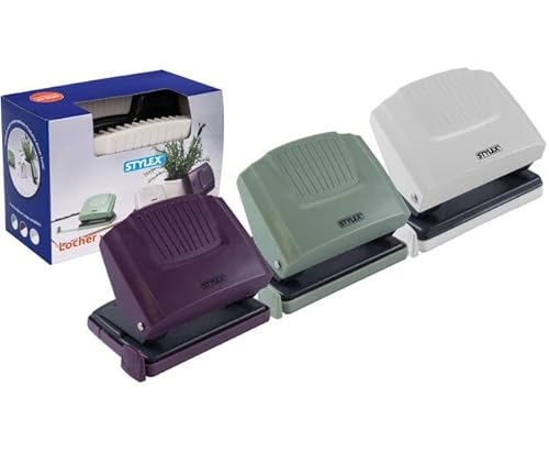Stylex 42659 Locher mit Anschlagschiene, Farbig Sortiert, Stanzleistung 20 Blatt von Stylex