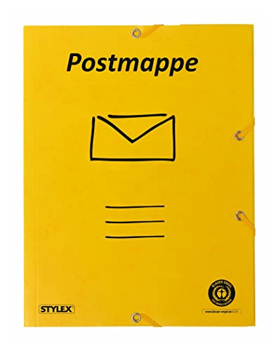 Stylex 43139 Postmappe A4 Gummizug Mappe gelb mit Druck ( 1 Stück ) Blauer Engel von Stylex