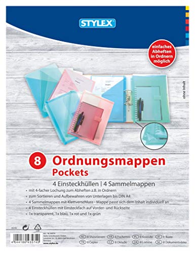Stylex 43574 - 8 teiliges Ordnungsmappen-Set in 4 Farben mit 4 Einsteckhüllen und 4 Sammelmappen, für Dokumente bis DIN A4 Stylex 43574 - 8 teiliges Ordnungsmappen-Set in 4 Farben mit 4 Einsteckhüllen und 4 Sammelmappen, für Dokumente bis DIN A4 von Stylex