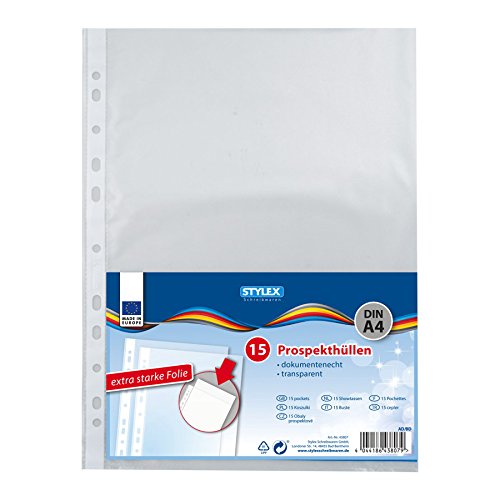 Stylex 43807 Prospekthüllen DIN A4, 15 Stück Stylex 43807 Prospekthüllen DIN A4, 15 Stück von Stylex