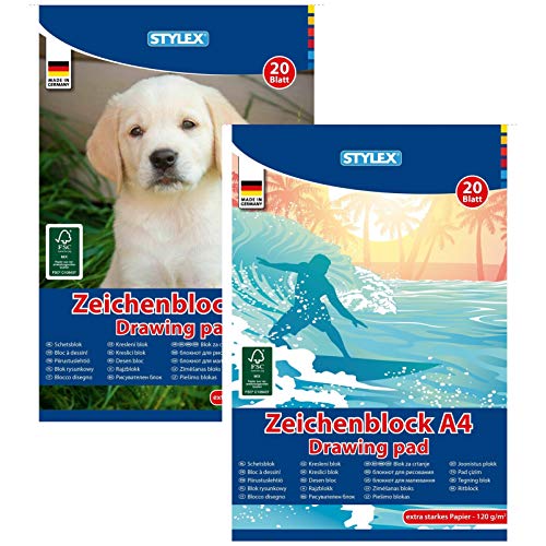 Zeichenblock, A4, 20 Blatt, 120 g von Stylex