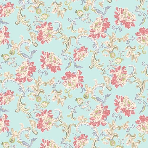Stylish FABRIC 124,5 cm breit, bedruckter Krepon-Stoff aus 100% Viskose, nicht gedehnt, 125 g/m², leichtes, weiches und atmungsaktives Material für Kleider, Schals und Nähprojekte, Minzguave, 2,7 m von Stylish FABRIC
