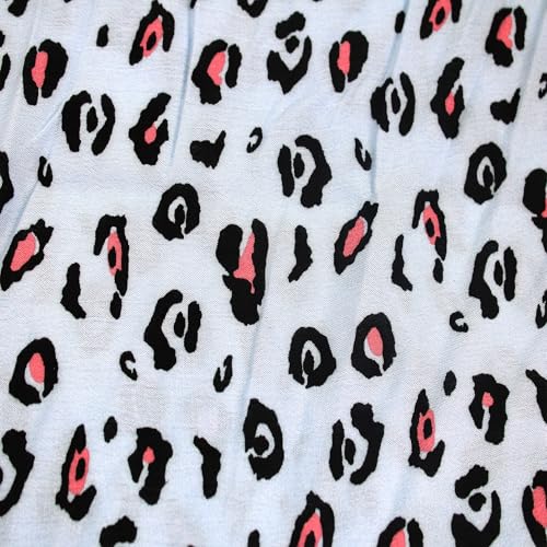 Stylish FABRIC 124,5 cm breit, bedruckter Krepon-Stoff aus 100% Viskose, nicht gedehnt, 125 g/m², leichtes, weiches und atmungsaktives Material für Kleider, Schals und Nähprojekte, aschblaue Rose von Stylish FABRIC