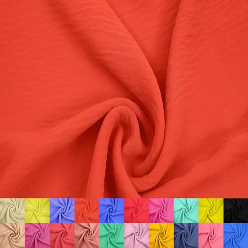 Stylish FABRIC 147,3 cm breit, Hi Multi Chiffon, gewaschener Hof (85 g/m²), nicht gedehnter Stoff, knitterfrei, atmungsaktiv, ideal für Bekleidung, Vorhänge, Heimdekoration und Heimwerker, Korallish 2 von Stylish FABRIC