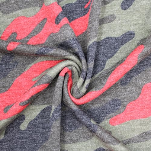 Stylish FABRIC Bedruckter Polyester-Spandex-Stoff (210 g/m²), mittelschwer, 4-Wege-Stretch, weich und warm, für Bekleidung, Hoodies, Sweatshirts, Jogger und Heimwerker, 152,4 cm breit, 9,1 m, Rot von Stylish FABRIC