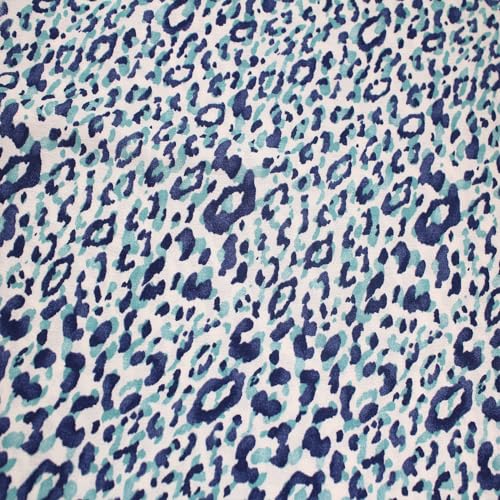 Stylish FABRIC The Yard Krepon-Stoff, 124,5 cm breit, bedruckt, 100% Viskose, nicht gedehnt, 125 g/m², leichtes, weiches und atmungsaktives Material für Kleider, Schals und Nähprojekte, Ecru Blue, 2 von Stylish FABRIC