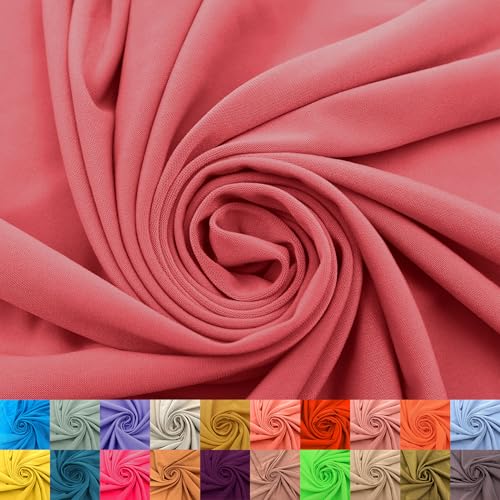 Stylish FABRIC Venezia Poly-Spandex-Stoff (200 g/m²), mittelschwer, 2-Wege-Stretch, weich und atmungsaktiv, für Bekleidung, Activewear, Leggings, Dekorationen, Stirnband und DIY, Korallish 91 cm von Stylish FABRIC