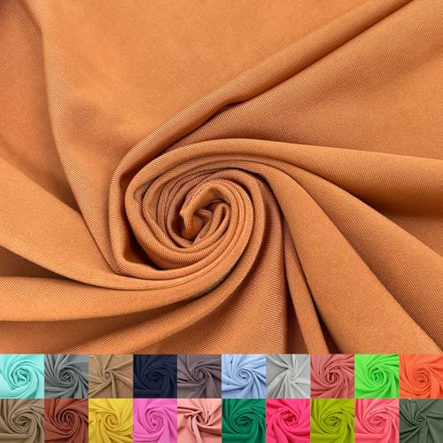 Stylish FABRIC Venezia Poly-Spandex-Stoff (200 g/m²), mittelschwer, 2-Wege-Stretch, weich und atmungsaktiv, für Bekleidung, Activewear, Leggings, Dekorationen, Stirnband und DIY, Kürbis würzig, 91 cm von Stylish FABRIC