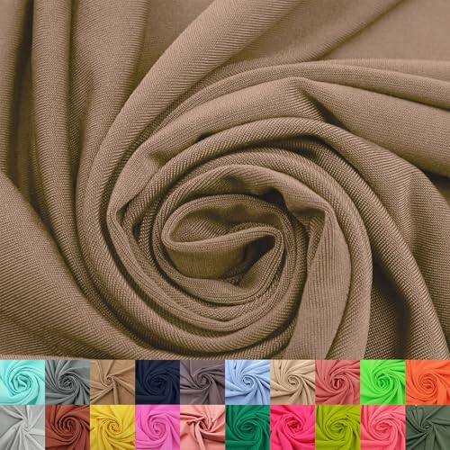 Stylish FABRIC Venezia Poly-Spandex-Stoff (200 g/m²), mittelschwer, 2-Wege-Stretch, weich und atmungsaktiv, für Bekleidung, Activewear, Leggings, Dekorationen, Stirnband und DIY, Mandel, 152,4 cm von Stylish FABRIC