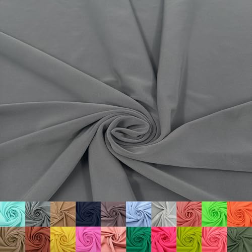 Stylish FABRIC Venezia Poly-Spandex-Stoff (200 g/m²), mittelschwer, 2-Wege-Stretch, weich und atmungsaktiv, für Bekleidung, Activewear, Leggings, Dekorationen, Stirnband und DIY, Silber, 9,1 m von Stylish FABRIC