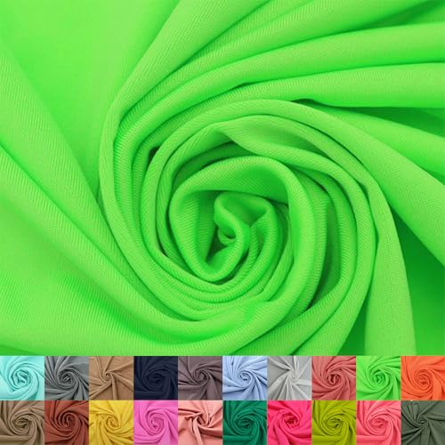 Stylish FABRIC Venezia Poly-Spandex-Stoff (200 g/m²), mittelschwer, 2-Wege-Stretch, weich und atmungsaktiv, für Bekleidung, Activewear, Leggings, Dekorationen, Stirnband und DIY, grünes Neon, 91 cm von Stylish FABRIC