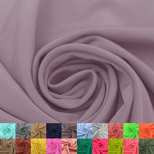 Stylish FABRIC Venezia Poly-Spandex-Stoff (200 g/m²), mittelschwer, 2-Wege-Stretch, weich und atmungsaktiv, für Bekleidung, Activewear, Leggings, Dekorationen, Stirnband und DIY, malve Dusk, 152,4 cm von Stylish FABRIC