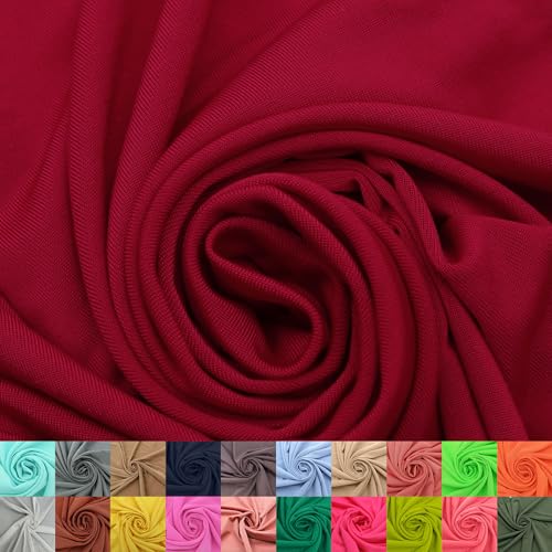 Stylish FABRIC Venezia Poly-Spandex-Stoff (200 g/m²), mittelschwer, 2-Wege-Stretch, weich und atmungsaktiv, für Bekleidung, Activewear, Leggings, Dekorationen, Stirnband und Heimwerker, 152,4 cm, Rot von Stylish FABRIC