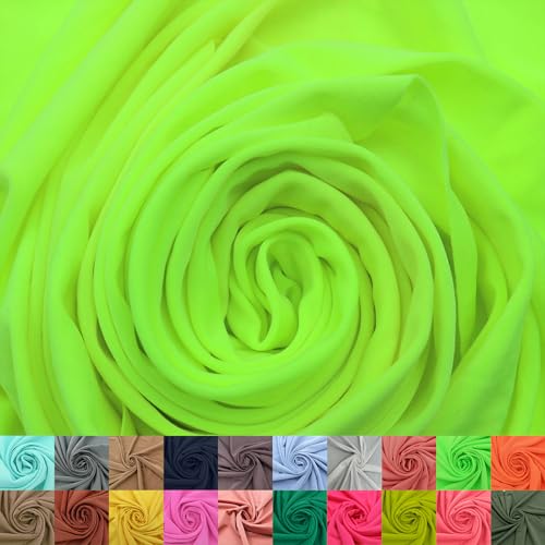 Stylish FABRIC Venezia Poly-Spandex-Stoff (200 g/m²), mittelschwer, 2-Wege-Stretch, weich und atmungsaktiv, für Bekleidung, Activewear, Leggings, Dekorationen, Stirnband und Heimwerker, Gelb, Neon, von Stylish FABRIC