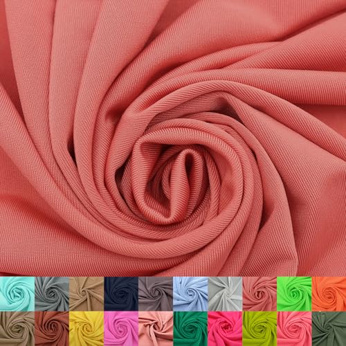 Stylish FABRIC Venezia Poly-Spandex-Stoff (200 g/m²), mittelschwer, 2-Wege-Stretch, weich und atmungsaktiv, für Bekleidung, Activewear, Leggings, Dekorationen, Stirnband und Heimwerker, Koralle, 152,4 von Stylish FABRIC