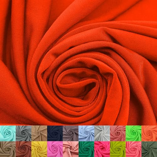 Stylish FABRIC Venezia Poly-Spandex-Stoff (200 g/m²), mittelschwer, 2-Wege-Stretch, weich und atmungsaktiv, für Bekleidung, Activewear, Leggings, Dekorationen, Stirnband und Heimwerker, Orange, Neon, von Stylish FABRIC