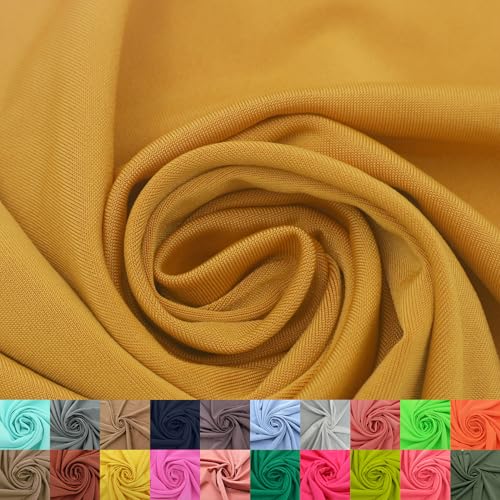 Stylish FABRIC Venezia Poly-Spandex-Stoff (200 g/m²), mittelschwer, 2-Wege-Stretch, weich und atmungsaktiv, für Bekleidung, Activewear, Leggings, Dekorationen, Stirnband und Heimwerker, Senfgold, 4,5 von Stylish FABRIC