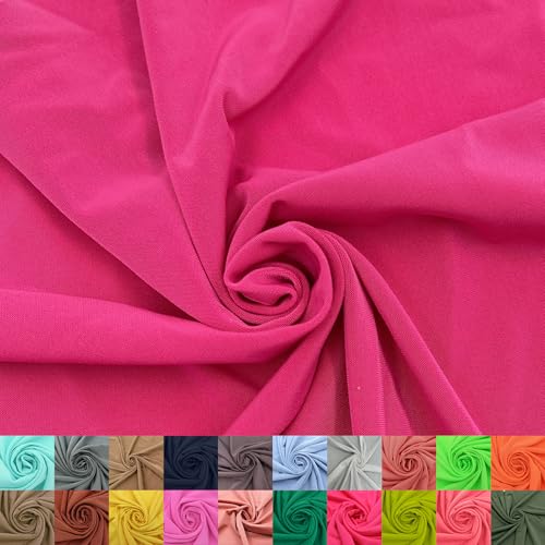 Stylish FABRIC Venezia Poly-Spandex-Stoff (200 g/m²), mittelschwer, 2-Wege-Stretch, weich und atmungsaktiv für Bekleidung, Activewear, Leggings, Dekorationen, Stirnband und DIY, Pink Vali Neon, 152,4 von Stylish FABRIC
