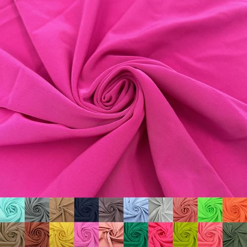 Stylish FABRIC Venezia Poly-Spandex-Stoff (200 g/m²), mittelschwer, 2-Wege-Stretch, weich und atmungsaktiv für Bekleidung, Activewear, Leggings, Dekorationen, Stirnband und DIY, Pink Vali Neon 2 1 von Stylish FABRIC