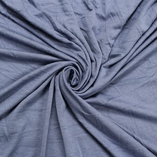 Stylish Fabric Einfarbiger schwerer Viskose-Spandex-Jersey-Strickstoff, 4-Wege-Stretch (180 g/m²), DIY-Projekte, blauer Schiefer, 91 cm von Stylish Fabric