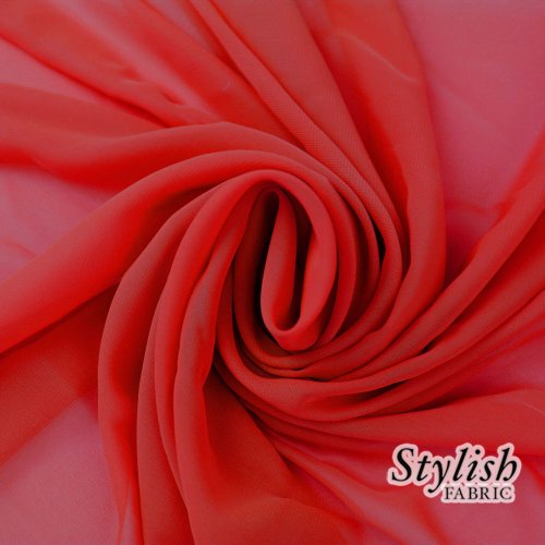 58 RED Solid Color Sheer Chiffon Fabric by the Bolt - 25 Yards by Stylishfabric von Stylishfabric