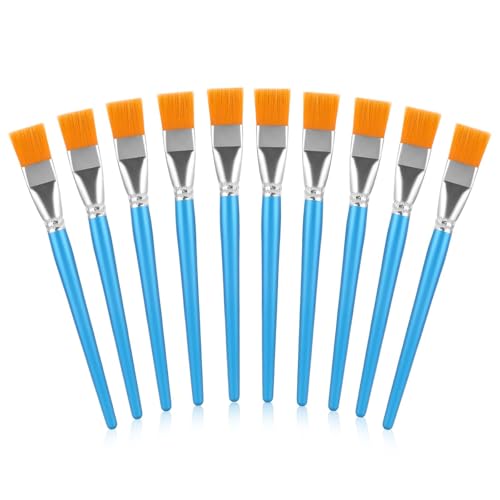 10 Stück 20mm Flache Acryl Pinsel, Künstler PinselSets Blau Pinselset Acrylfarben Pinsel Hohe Qualität Malpinsel für Künstler, Erwachsener, Student, Acrylmalerei, Ölmalerei, Gouache von Styquenzer