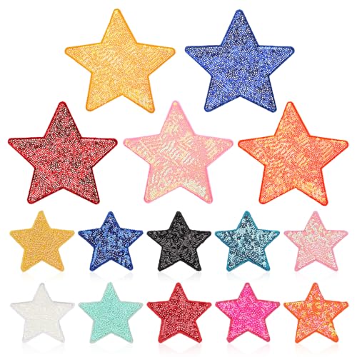 15 Stück Stern Aufnäher zum Aufbügeln, Farbige Stern Form Bügelbilder Glitzer Pailletten Stern Iron on Patches Sterne zum Aufbügeln Aufnäher Patches für DIY, Kleidung, Hüte, Jeans, Rucksäcke, T-Shirt 15 Stück Stern Aufnäher zum Aufbügeln, Farbige Stern Form Bügelbilder Glitzer Pailletten Stern Iron on Patches Sterne zum Aufbügeln Aufnäher Patches für DIY, Kleidung, Hüte, Jeans, Rucksäcke, T-Shirt von Styquenzer
