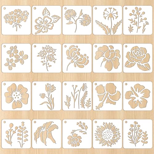 20 Stück Schablone Textilgestaltung, Blumen Schablone Wiederverwendbar Schablonen Malen Wildblumen Schablonen Wandgestaltung DIY Malerei Malschablonen für Malen Scrapbooking Wand Dekoration 20 Stück Schablone Textilgestaltung, Blumen Schablone Wiederverwendbar Schablonen Malen Wildblumen Schablonen Wandgestaltung DIY Malerei Malschablonen für Malen Scrapbooking Wand Dekoration von Styquenzer