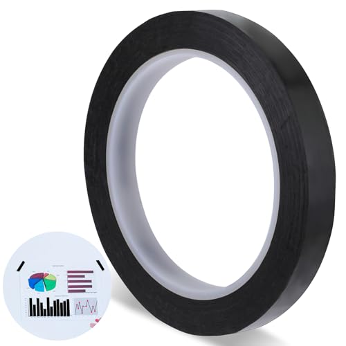 Klebeband Schwarz, 66m X 12mm Whiteboard Klebeband Schwarzes Grafikband Selbstklebendes Band Raster Gridding Kennzeichnen Markierungsband Künstler-Klebebands Dünnes Linienband für Whiteboards von Styquenzer