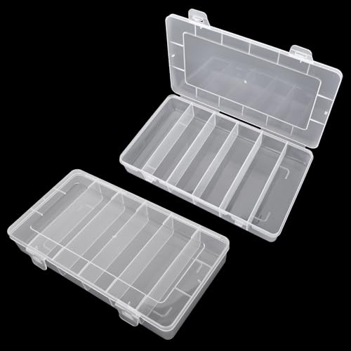 2er Pack Tackle Box Mit 6 Fächern, Durchsichtiger Kunststoff Angelgerät Box, Plastik Sortierbox, Fach Aufbewahrungsbox, Bastel Organizer Für Köder, Haken, Aufbewahrungsschrauben(21 X 11,8 X 3,2 Cm) 2er Pack Tackle Box Mit 6 Fächern, Durchsichtiger Kunststoff Angelgerät Box, Plastik Sortierbox, Fach Aufbewahrungsbox, Bastel Organizer Für Köder, Haken, Aufbewahrungsschrauben(21 X 11,8 X 3,2 Cm) von Styquenzer