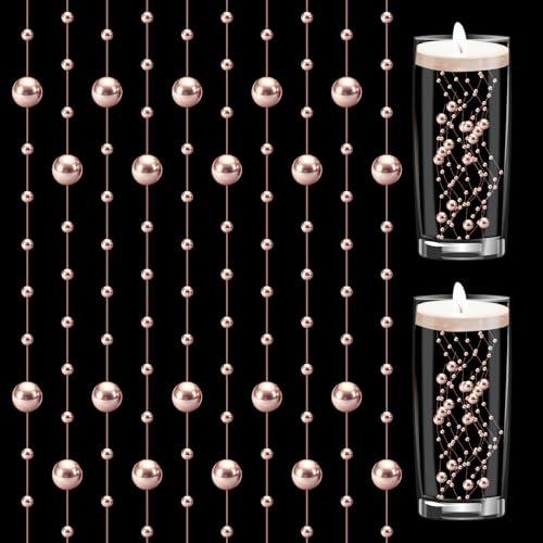50 Stück Roségold Wasserperlen, Kunstperlenschnur Schwimmkerzen Schwimmende Perlen Vasenfüller Water Beads Künstliche Schwimmende Perlenschnüre für Hochzeiten Partys Tischdekorationen von Styquenzer