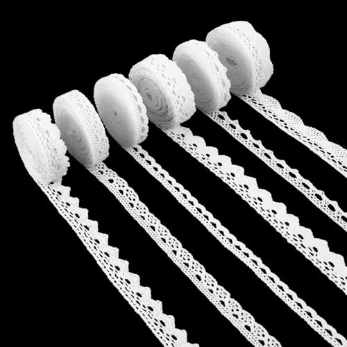 6 Rollen Spitzenborte Weiß Vintage Spitzenband Weiß, Lace Schleifenband Weiss Hochzeit, Baumwolle Dekoband Zierband Spitzenborte Borten und Bänder zum Nähen für DIY Handwerk Geschenkbox Dekoration 6 Rollen Spitzenborte Weiß Vintage Spitzenband Weiß, Lace Schleifenband Weiss Hochzeit, Baumwolle Dekoband Zierband Spitzenborte Borten und Bänder zum Nähen für DIY Handwerk Geschenkbox Dekoration von Styquenzer