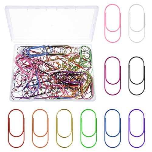 Große Büroklammern, 5,1 cm, Jumbo-Büroklammern mit Aufbewahrungsbox, niedliche Büroklammern, übergroße farbige Büroklammern, Lesezeichen, Planer-Clip für Bürobedarf, Schulgeschenke von Styquenzer