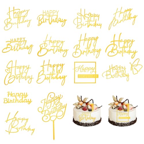 Happy Birthday Tortendeko, 15 Stück Gold Happy Birthday Cake Topper Acrylic Buchstaben für Torte Happy Birthday Torten Deko Buchstaben Kuchen Deko Cake Decoration für Birthday Queen Hochzeit Jubiläum Happy Birthday Tortendeko, 15 Stück Gold Happy Birthday Cake Topper Acrylic Buchstaben für Torte Happy Birthday Torten Deko Buchstaben Kuchen Deko Cake Decoration für Birthday Queen Hochzeit Jubiläum von Styquenzer