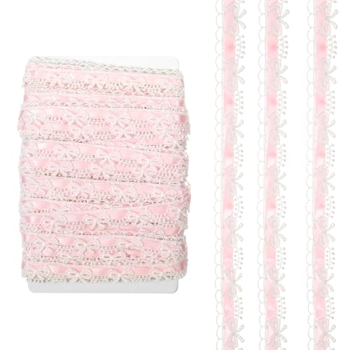 Rosa Spitzenband, 1,8 cm breit, 9,1 m, weiße Schleife, Spitzenborte für Bastelarbeiten, Hochzeitsdekoration, Geschenkverpackungen, Scrapbooking von Styquenzer